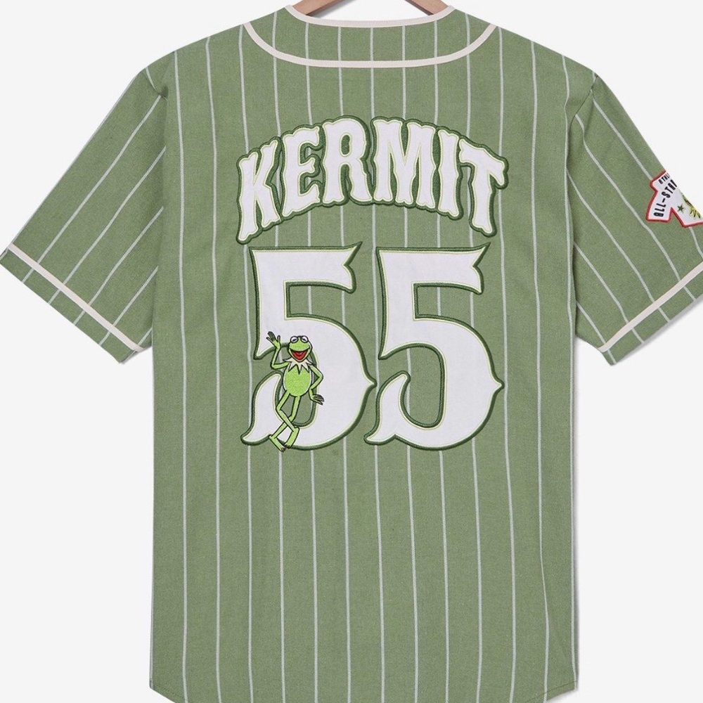 The Muppets Kermit Striped Baseball Jersey Unisex Sz Med. NWT - Picture 2 of 5